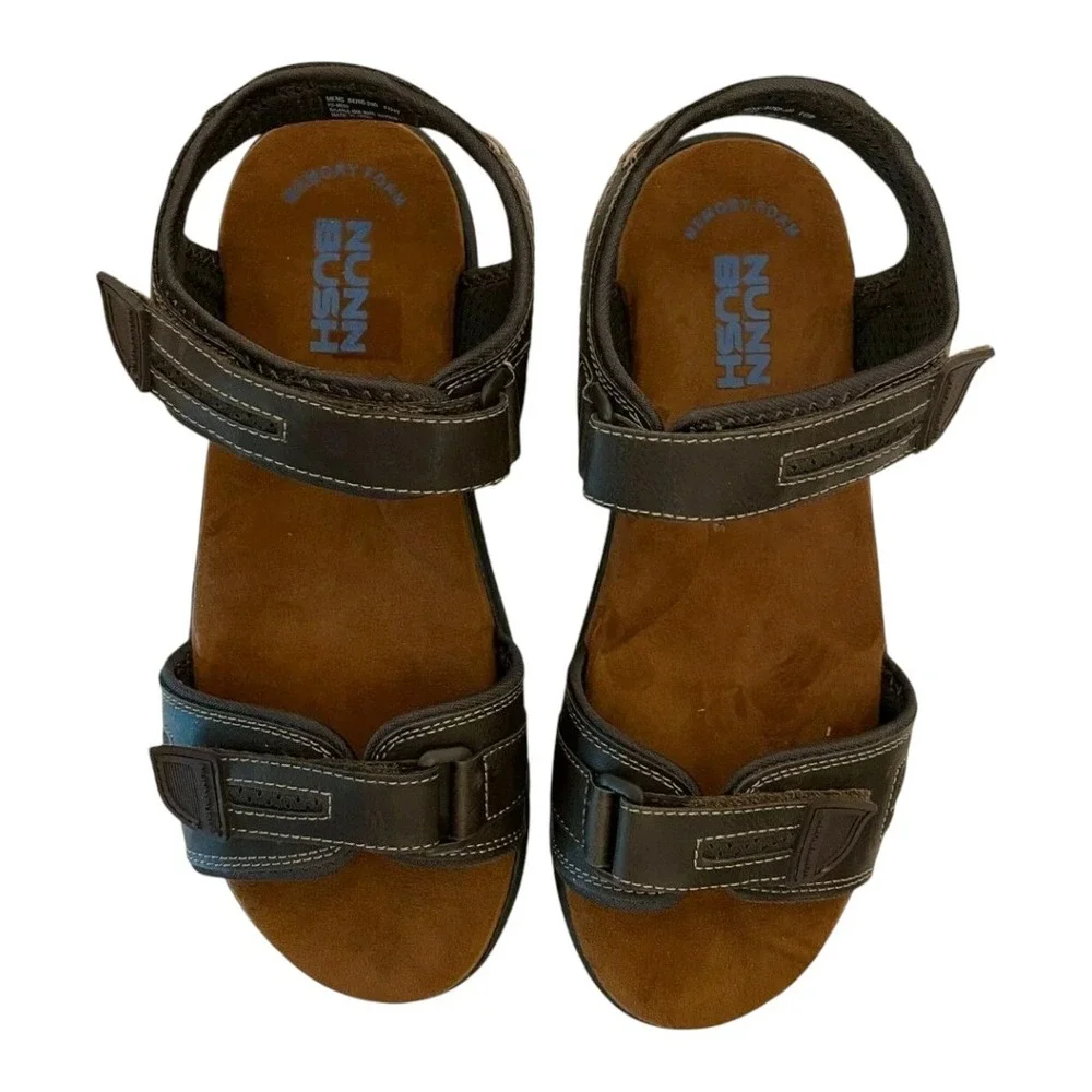 Nunn Bush Men's Rio Grande Two Strap Memory Foam Comfort Sandal Size 10W Brown